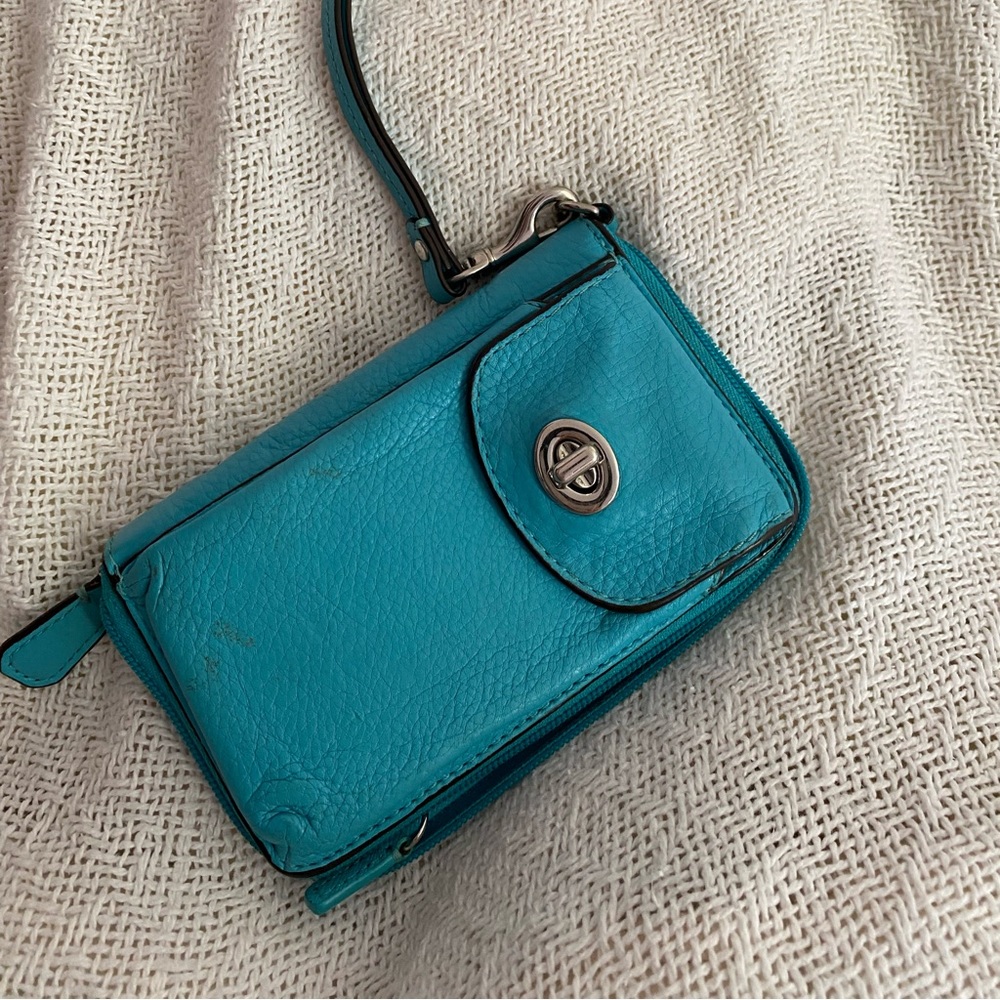 Teal Coach Wristlet